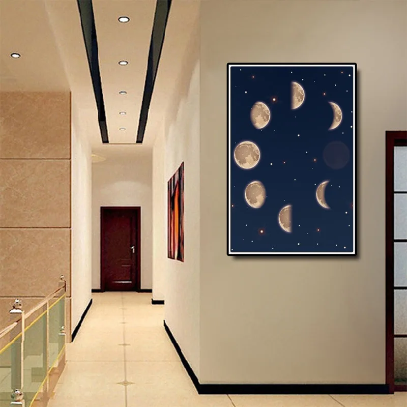 

Wall Art Moon Phase Black White Posters Canvas Star Art Prints Abstract Painting Wall Picture for Living Room Home Decor Gifts
