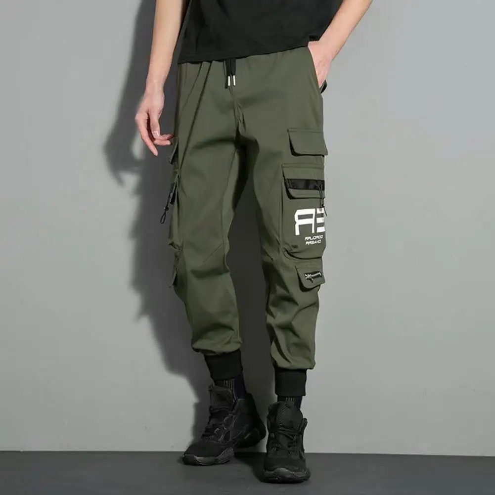 

Jogging Pants Ribbed Cuffs Casual Pants Solid Color Plush Lined Drawstring Cargo Sweatpants