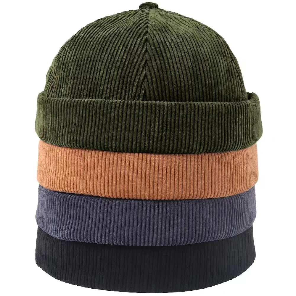 

Winter ats for Men Woman New Beanies Knitted at irls Autumn Female Beanie Caps Warmer Bonnet Ladies Casual Corduroy Cap