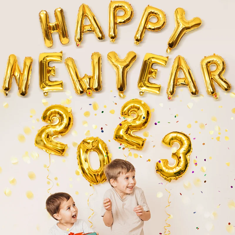 

Фольгированные шары с новым годом 2023, набор шаров из алюминиевой пленки с цифрами для новогодней вечеринки, товары для дома, 16 дюймов, золотой, серебряный шар