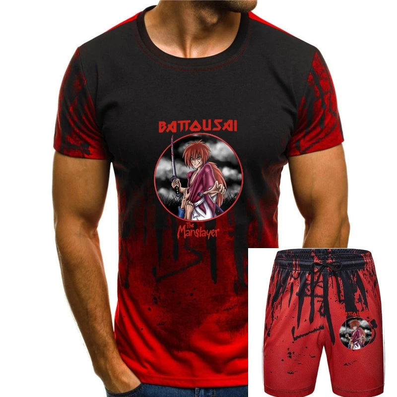 

Men tshirt The Manslayer Rurouni Kenshin T Shirt Printed T-Shirt tees top