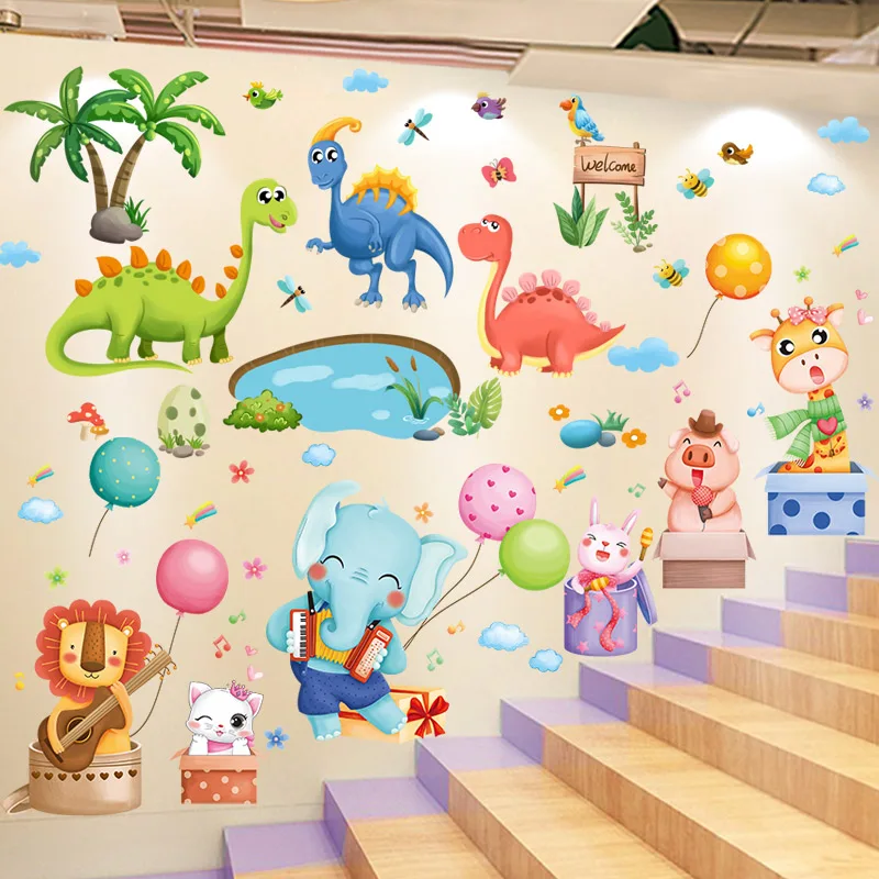 

[SHIJUEHEZI] воздушные шарики в виде животных наклейки на стену DIY динозавры деревья наклейки на стену для детской комнаты детская спальня детская домашнее украшение