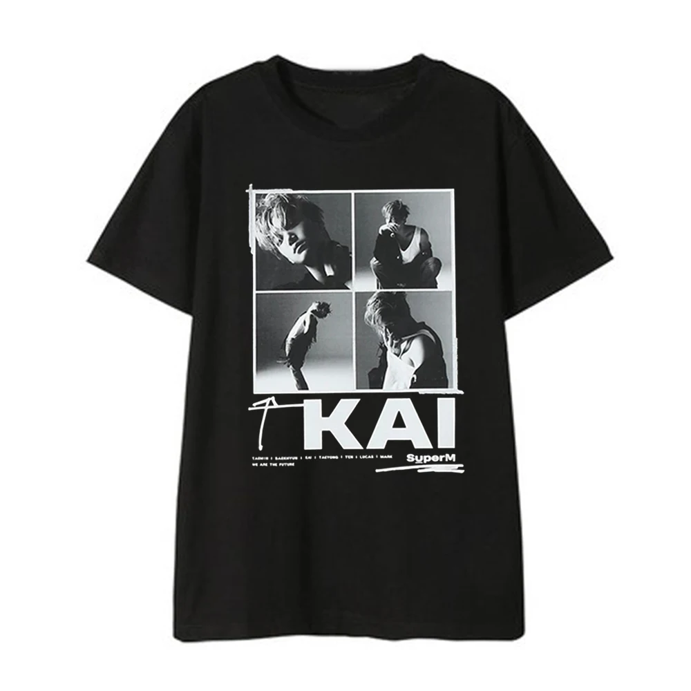 ALLKPOPER KPOP SUPER M KAI LUCAS MARK TEN BAEK HYUN Taemin Taeyong Same T-shirt Short-sleeved T-shirts Korean Loose Summer Tops | Женская