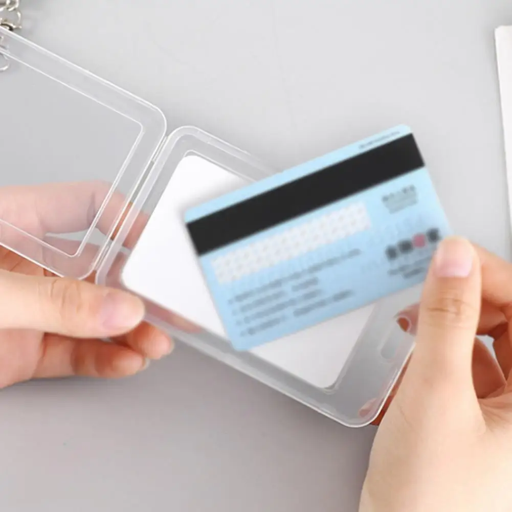 Transparent Waterproof Card Cover Business  Credit Card Holder ID Card Case For Men  Women Badge Protector Cover With Bell