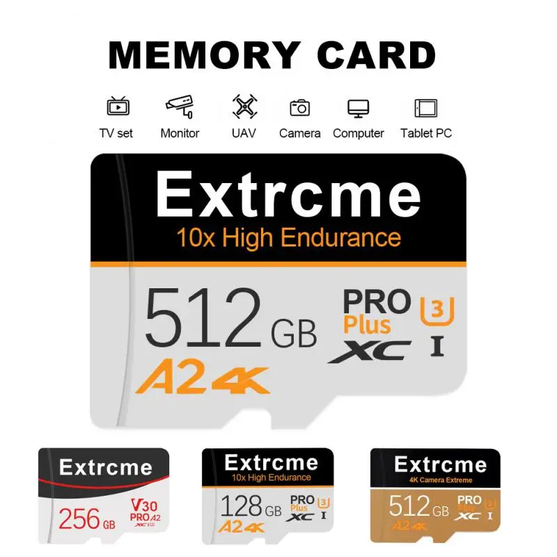 Карта памяти класс 10, 128 ГБ, 512 ГБ, 256 ГБ, A2 SD карта, SD адаптер, Microdrive, TF карта U3 100 Мб/с, максимальная скорость чтения для телефона/компьютера