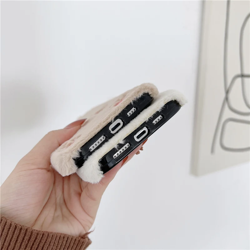 Милый 3D плюшевый чехол для телефона с кроличьими ушками iPhone 12 11 Pro Max 13 Mini X XR XS 7 8 Plus