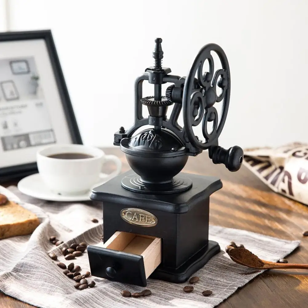 

Manual Coffee Grinder Retro Style Wooden Bean Mill Wheel Grinding Coffee Antique Design Grinder Grinder Coffee Tool Ferris Y6q5