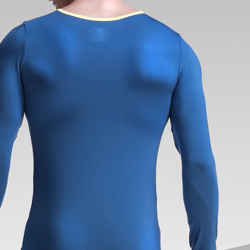 Men Thermal Underwear Set Men Long Johns Male Thin Section Tight Round Neck Basic Undershirt Sexy U Convex Penis Pocket Leggings