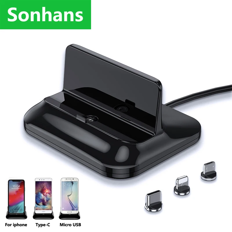 

Магнитное зарядное устройство 3 в 1 док-станция для Iphone 7 8 XR XS Max Samsung Xiaomi Huawei, быстрая зарядка с USB-кабелем, Зарядная база