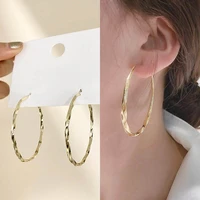 gold color circle hoop earrings for women twisted cool fashion loop earrings big alloy round earrings for female party gifts
