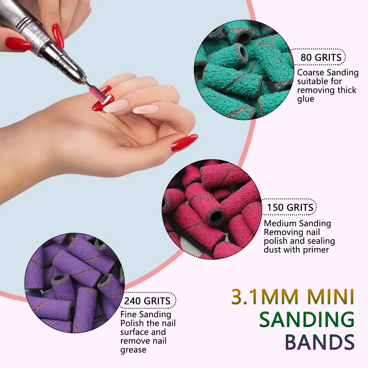 Набор шлифовальных лент для маникюра 100 шт. 3 1 мм