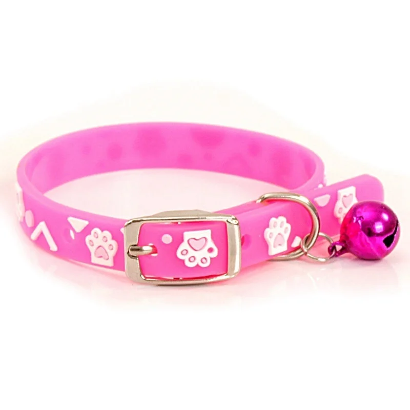 

1 Pcs Cat Collar With Bell Straps For Cats Dog Neck Adjustable Kitten Ring Unisex Silicon Anti-Loss Pet Products Colorful