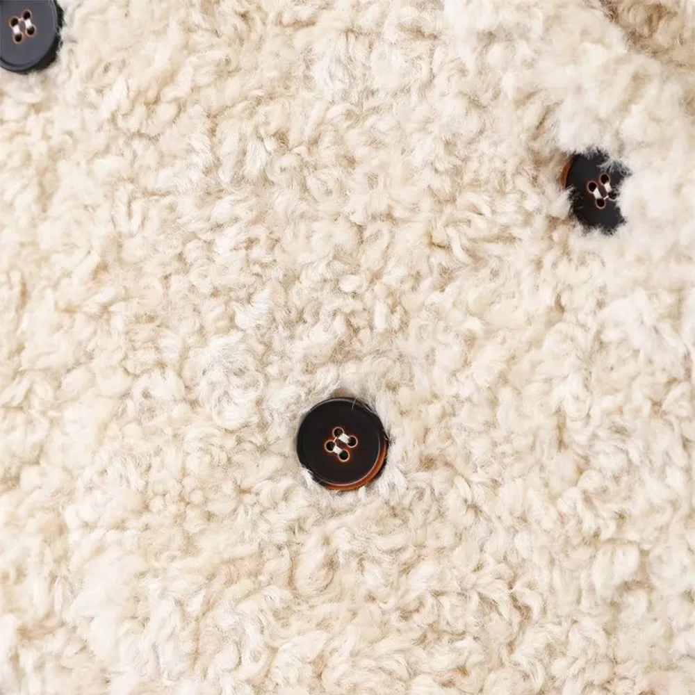 BER&OYS&ZA 2022 autumn winter new women's vintage lapel temperament versatile artificial fur effect coat warm coat