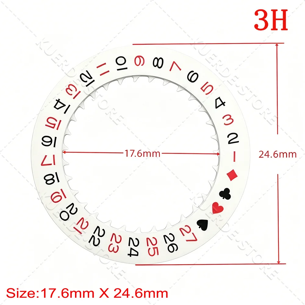 Фото НОВЫЙ циферблат даты NH35 NH36, совместимый с механизмами NH35 NH36 NH34, SKX007 SKX009, красный, синий, черный, автоматический механический, с указанием дня недели и даты №2