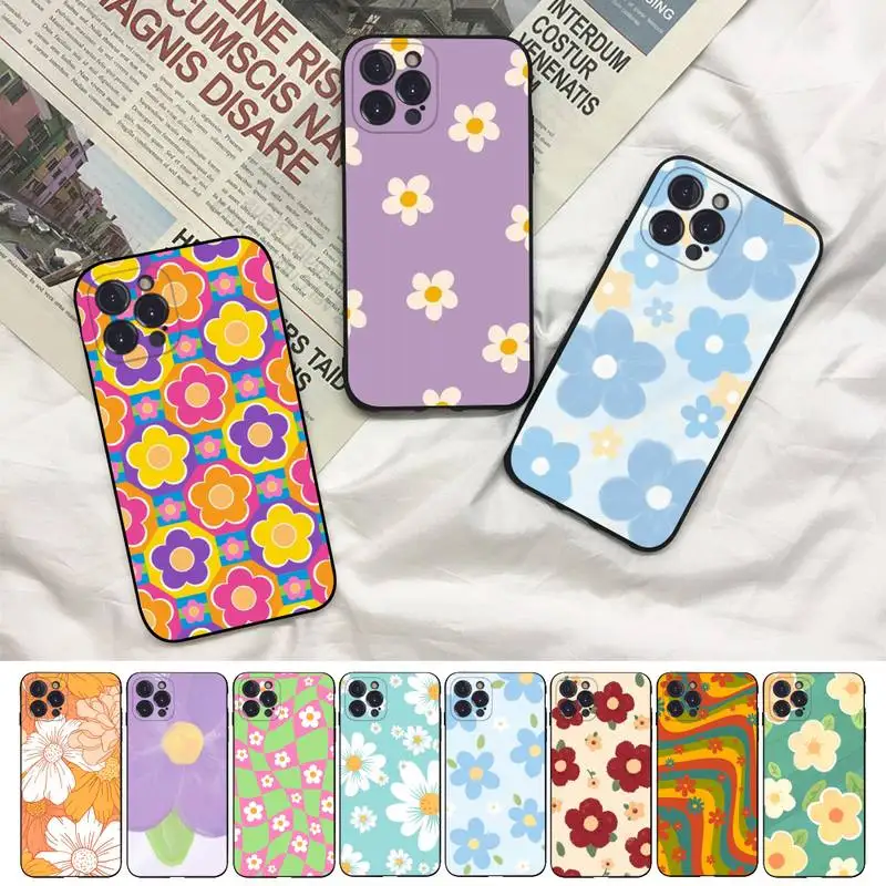 

Rretro Flowers Phone Case For iPhone 8 7 6 6S Plus X SE 2020 XR XS 14 11 12 13 Mini Pro Max Mobile Case