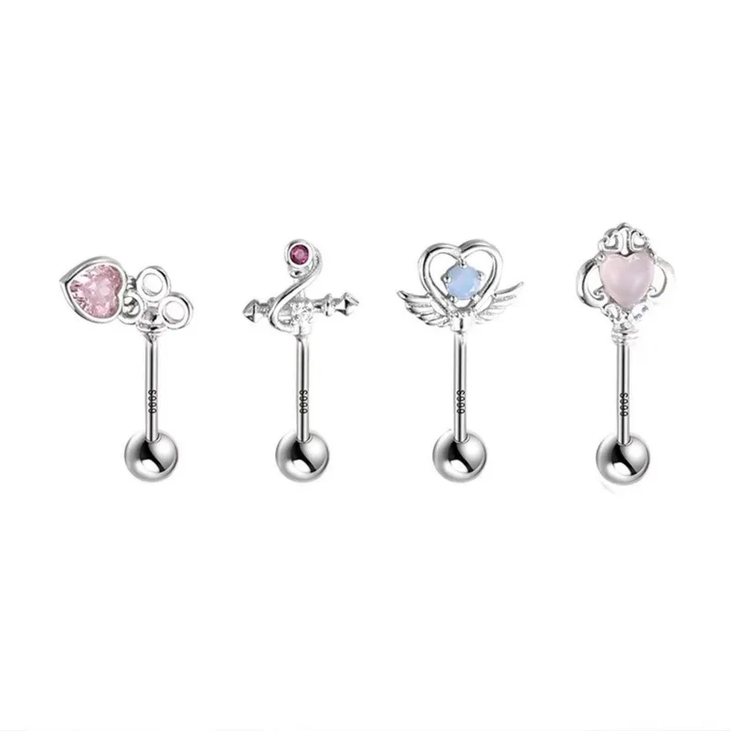 1 шт. милые серьги-гвоздики серебряного цвета с любовью для женщин новые модные