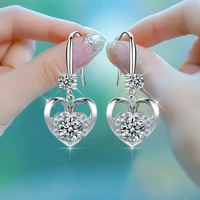 creative heart shaped drop earrings for women whitepinkblue cubic zirconia elegant bride wedding earring trendy jewelryc2108