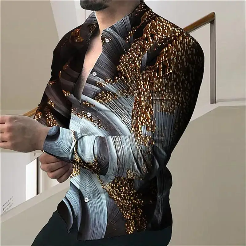 

Large size 5XL High Quality Fashion Men Casual Shirt Stripe Print Long Sleeve Men's Clothing Prom Party Cardigan Blous