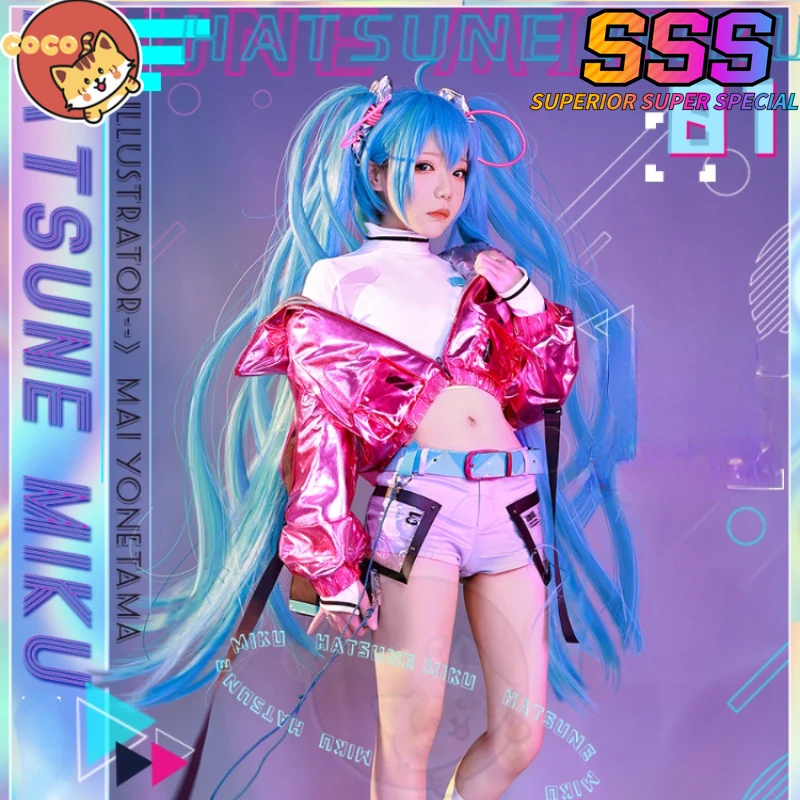 

CoCos-SSS VOCALOID Miku Cosplay Anime Miku Cosplay Costume Yoneyama Mai cotton Uniform Cool Sexy Dress for girl Party
