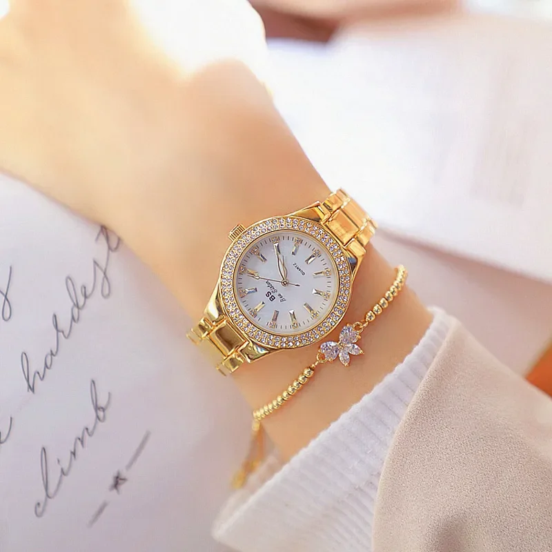 Ladies Wrist Watches Dress Gold Watch Women Crystal Diamond Watches Stainless Steel Silver Clock Women Montre Femme 2022