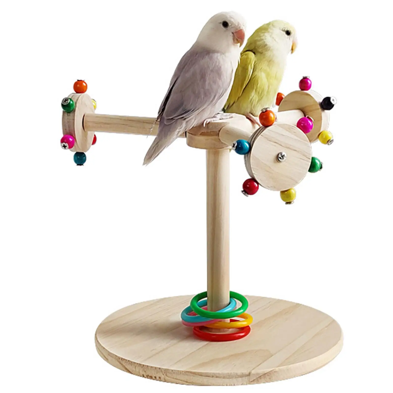 Bird Stand Wooden Parrots Rotating Perch Toy Perches for Conures