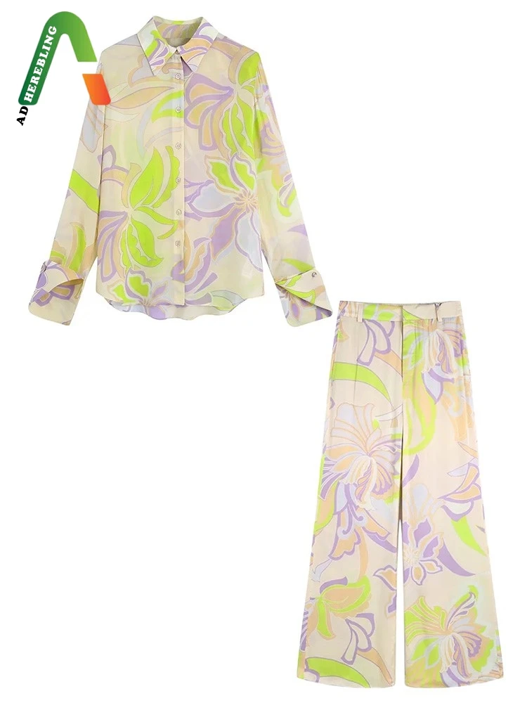 Женский костюм с цветочным принтом Adherebling повседневный легкий из рубашки длинным