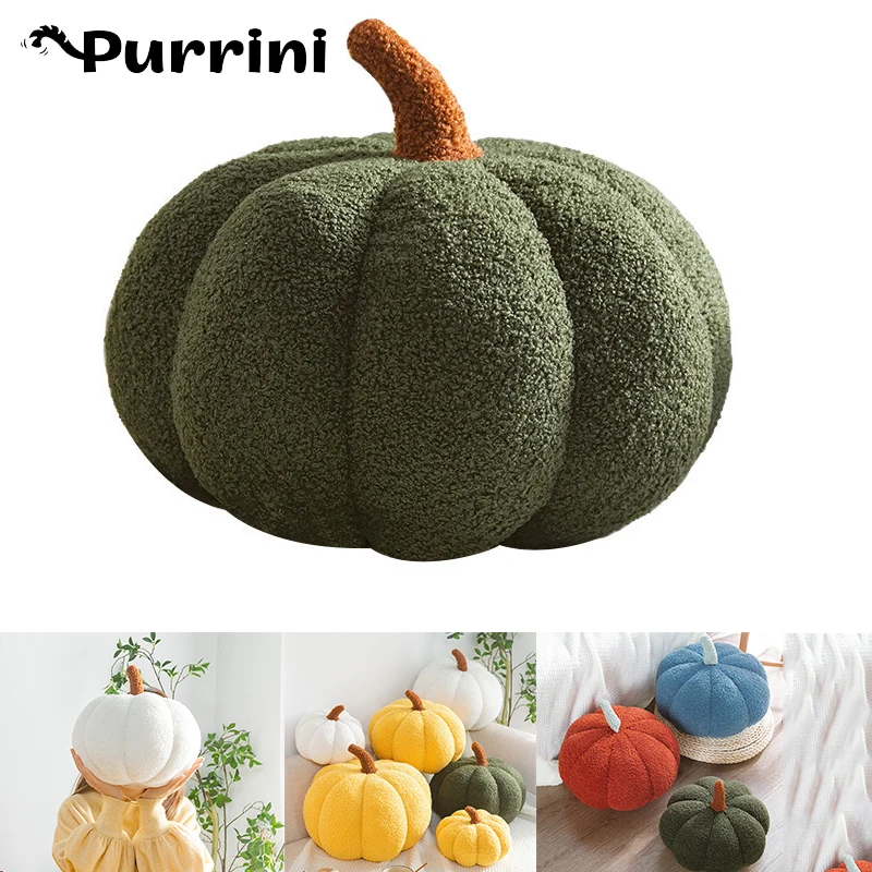 

20CM/30/40CmCmPlush Stuffed Pumpkin Throw Pillow Toy Colorful Realistic Fruit and Vegetable Doll Halloween Party Decorations