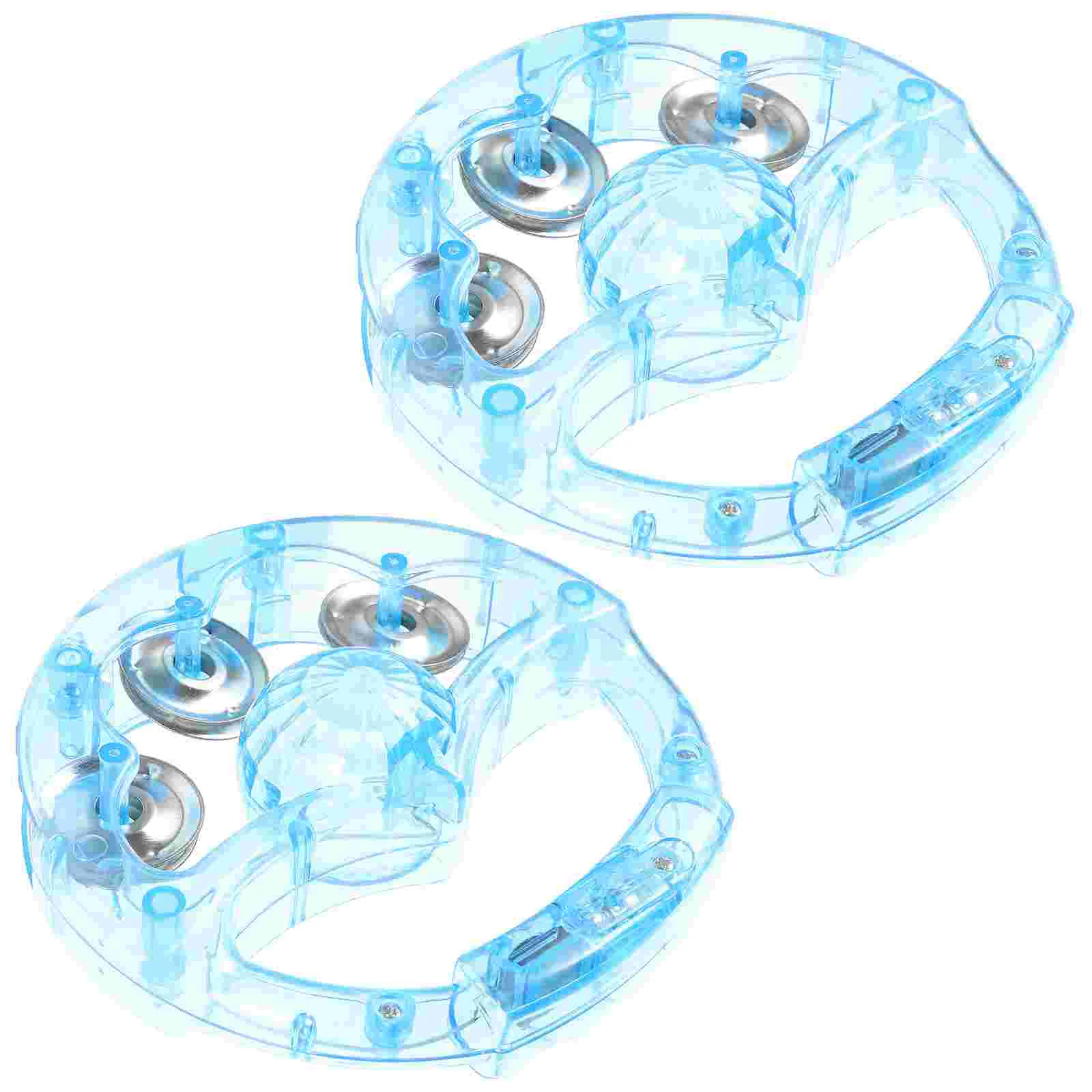 2 Pcs Flash Rattle Tambourines Musical Instrument Toys Light up Flashing for Adults