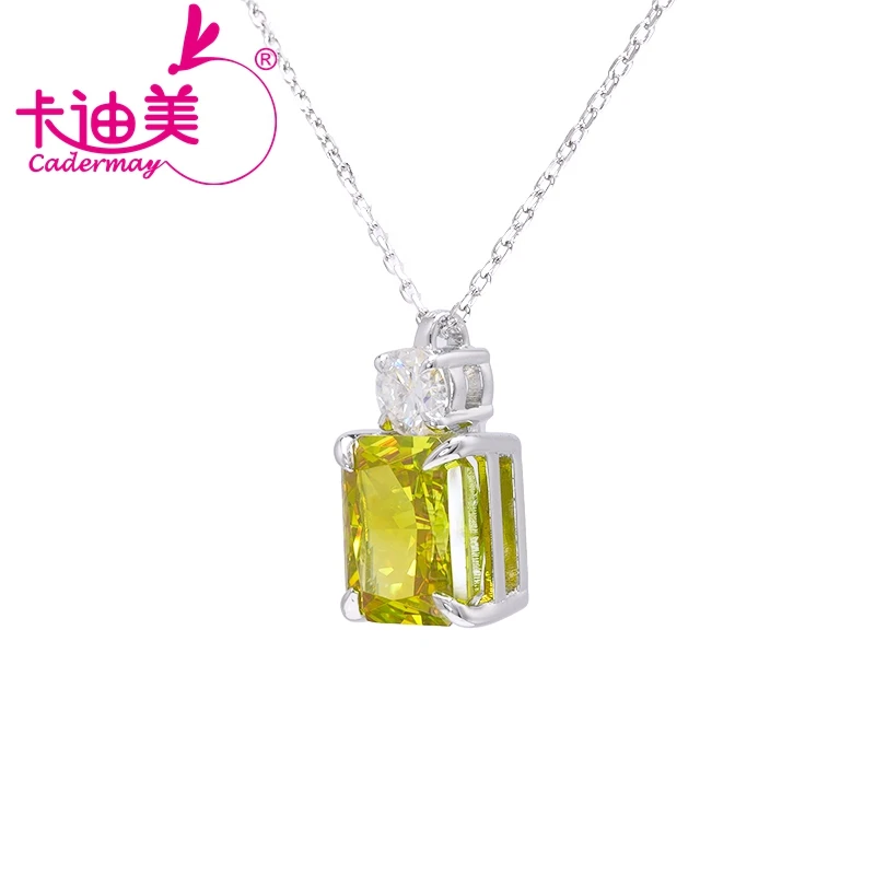 CADERMAY Custom Jewelry Radiant Cut Moissanite S925 Sterling Silver Octagon ZC Pendant Necklace For Women Party Gifts