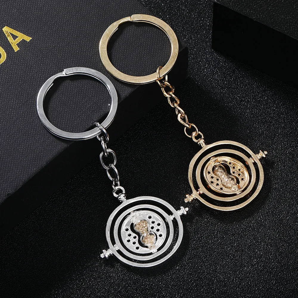

Haries Potters Metal Keychain Movie Peripheral Hogwarts Hourglass Alloy Keyring Time Converter Key Pendant Bag Accessories