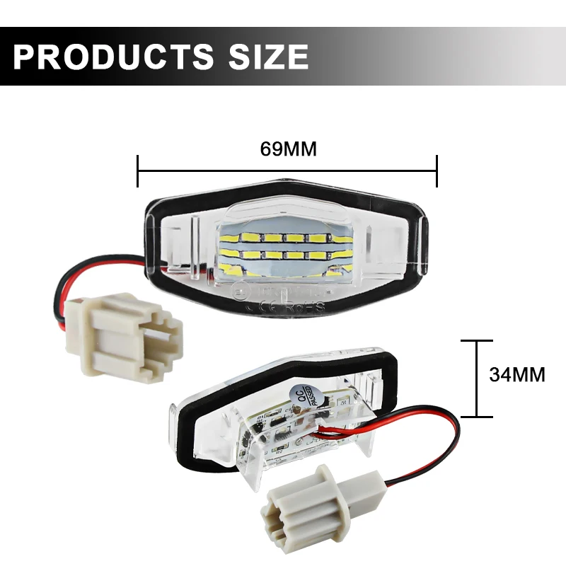 2 шт. Автомобильный светодиодный светильник номерного знака белого цвета для Honda
