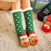 christmas slipper socks womens winter warm home indoor floor sock soft female silicone non slip grip comfy fuzzy sock love heart