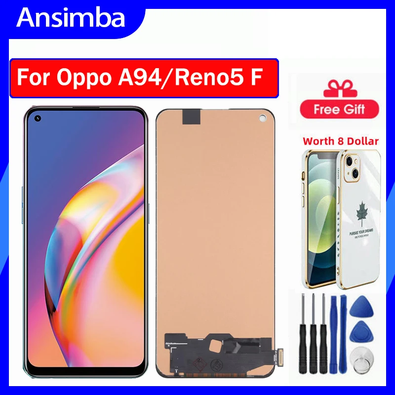 

[Бесплатный чехол для телефона] Оригинальный ЖК-дисплей ansimba для OPPO A94 Reno 5F, ЖК-дисплей, сенсорная панель, дигитайзер, ЖК-дисплей для OPPO A94 Reno 5F