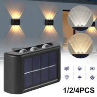 124pcs solar wall lights fence up down 6led lamps ip65 waterproof ambient light outdoor for backyard garden dropshipping