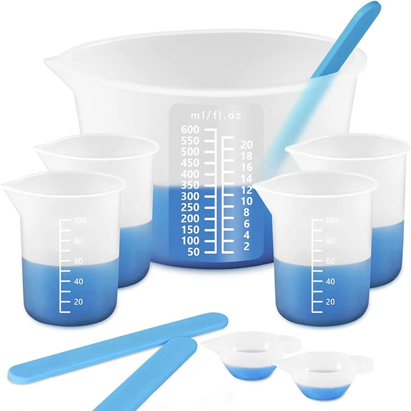 

Silicone Measuring Cups For Epoxy Resin With 600&100Ml Silicone Cups, Silicone Stir Sticks, Mixing Tool