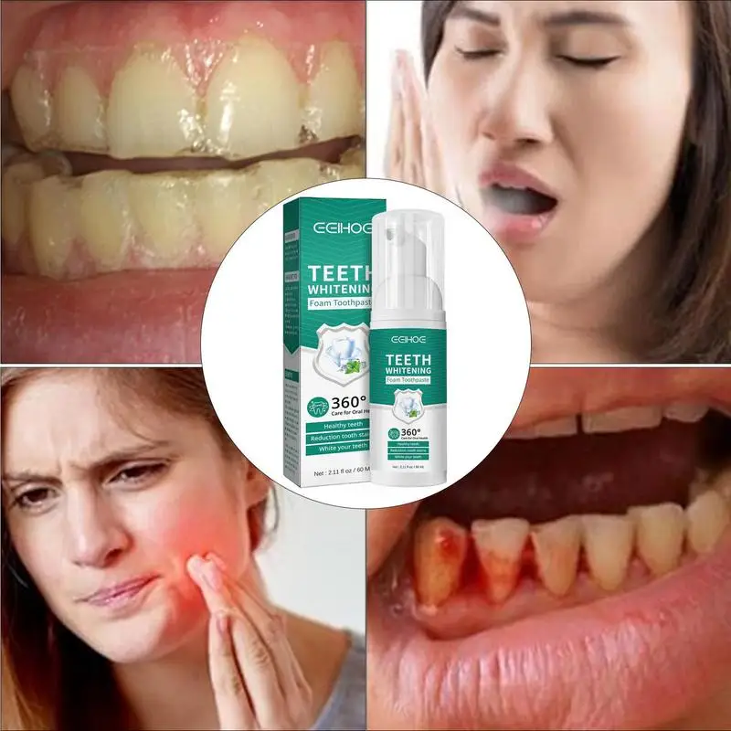 

60ml Teeth Whitening Toothpaste Deep Cleaning Teeth Mousse Remove Old Stains Color Corrector Gel Fresh Breath Foaming Toothpaste