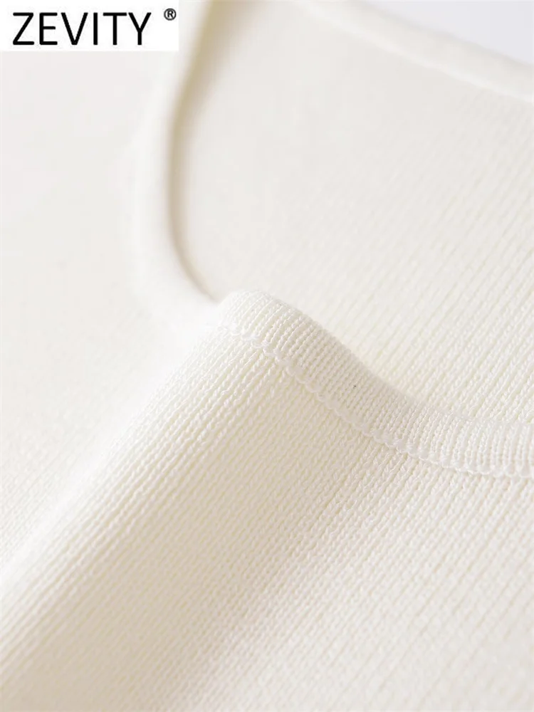 Модный женский вязаный жилет Zevity с круглым вырезом без рукавов боковыми