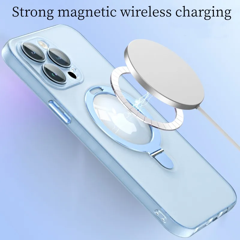 Suitable For Iphone14plus13promax Mobile For Phone Case Apple 12pro11 Frosted Magnetic Suction With Lens Film Bracket Hard Shell