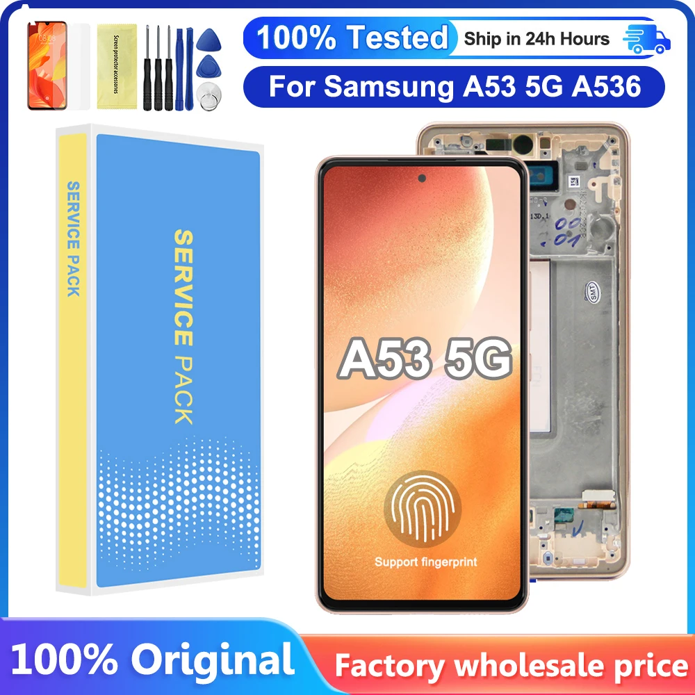 

Оригинальный дисплей 6,5 дюйма для Samsung Galaxy A53, зеркальный ЖК-дисплей, сенсорный экран с цифровым преобразователем в сборе для Samsung A536 A536B A536U, экран