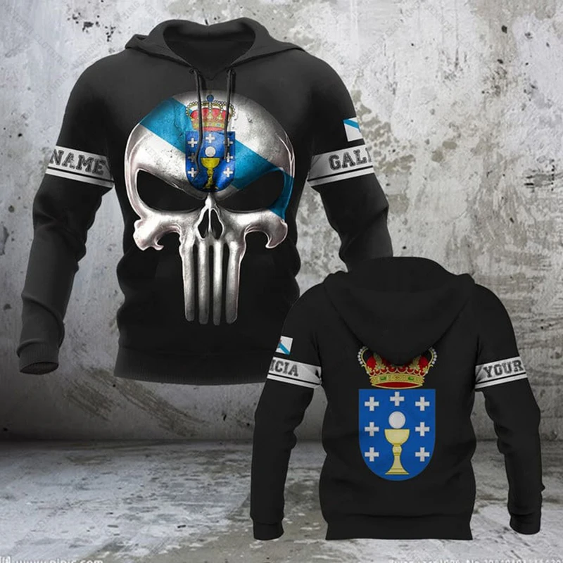 Толстовки унисекс с графическим принтом и эмблемой Галисии свободные Модные