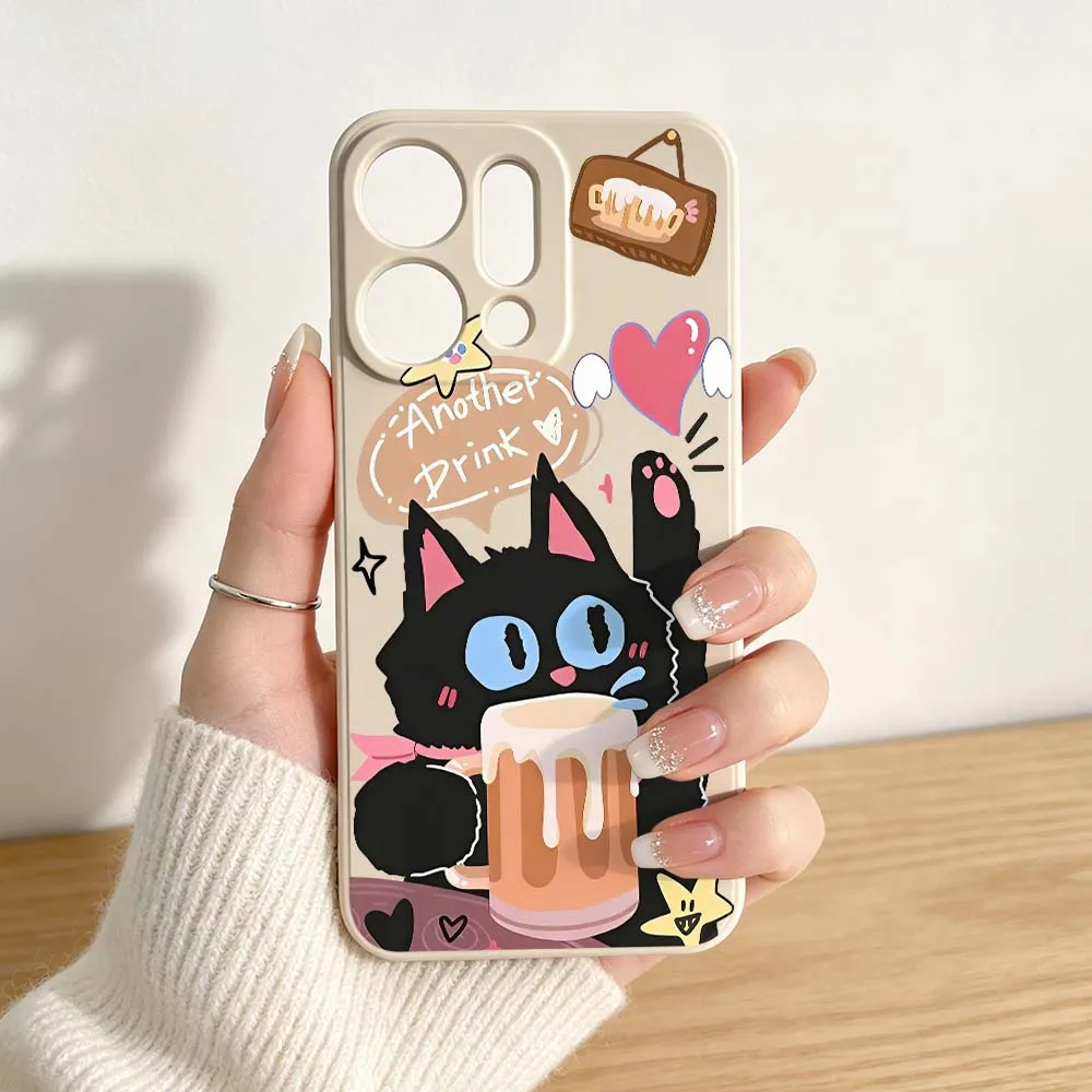 Фото Мягкий чехол для телефона с рисунком Heinz Black Cat Ketchup Shell для OPPO Reno 15 14 13 11 12 FS 9 8 7 6 Pro Max Lite F SE 5G Pro Plus №5