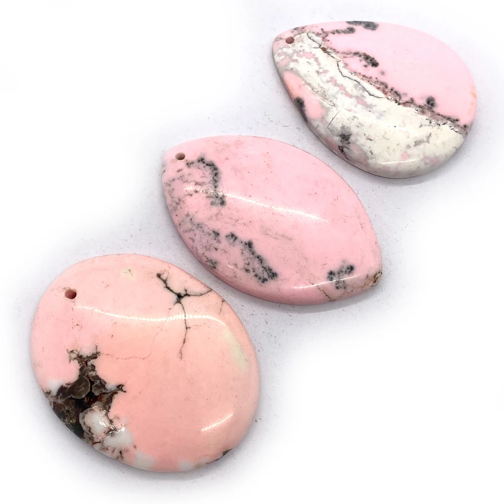 5 Pieces/batch Natural Stone Rose Stone Pink Pendant Reiki Healing Stone Gem Necklace Jewelry Men's Women's Fashion Pendant