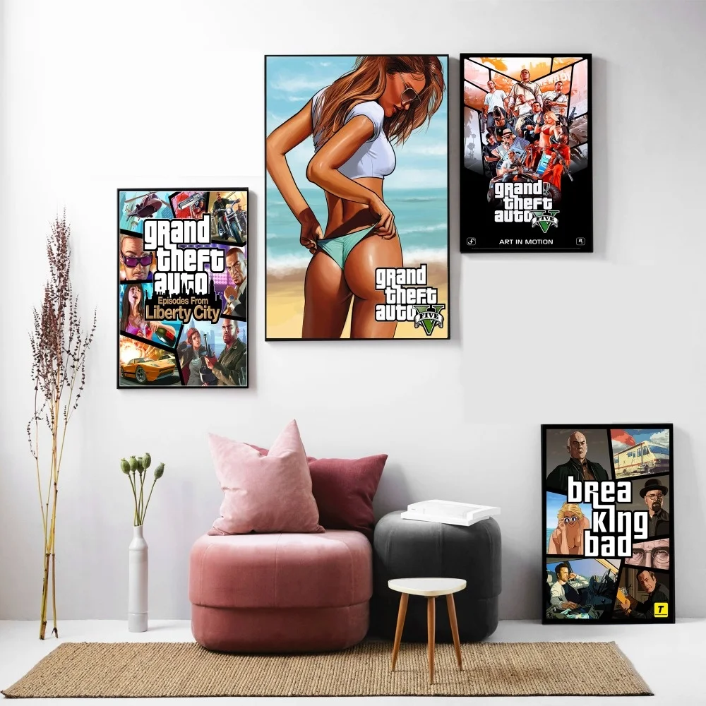 

GTA 5 игра винтажный холст Художественная печать постер настенные картины для украшения дома Настенный декор новогодние подарки без рамки