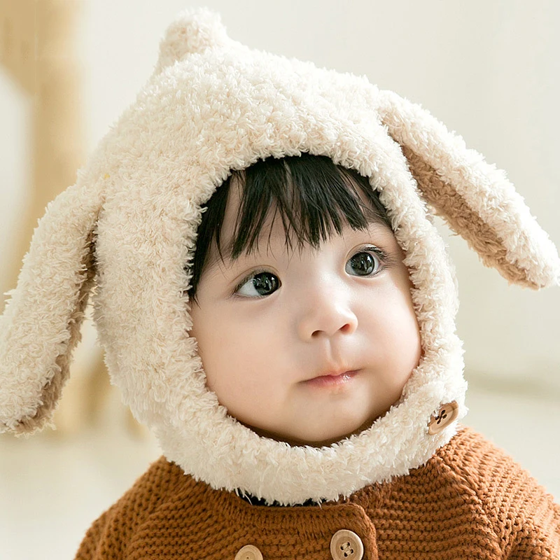 

Cute Baby Hats Cap Long Plush Ears Keep Warm Winter Autumn Girls Boys Earmuffs Bomber Hat Kids 1-2 Y Toddler