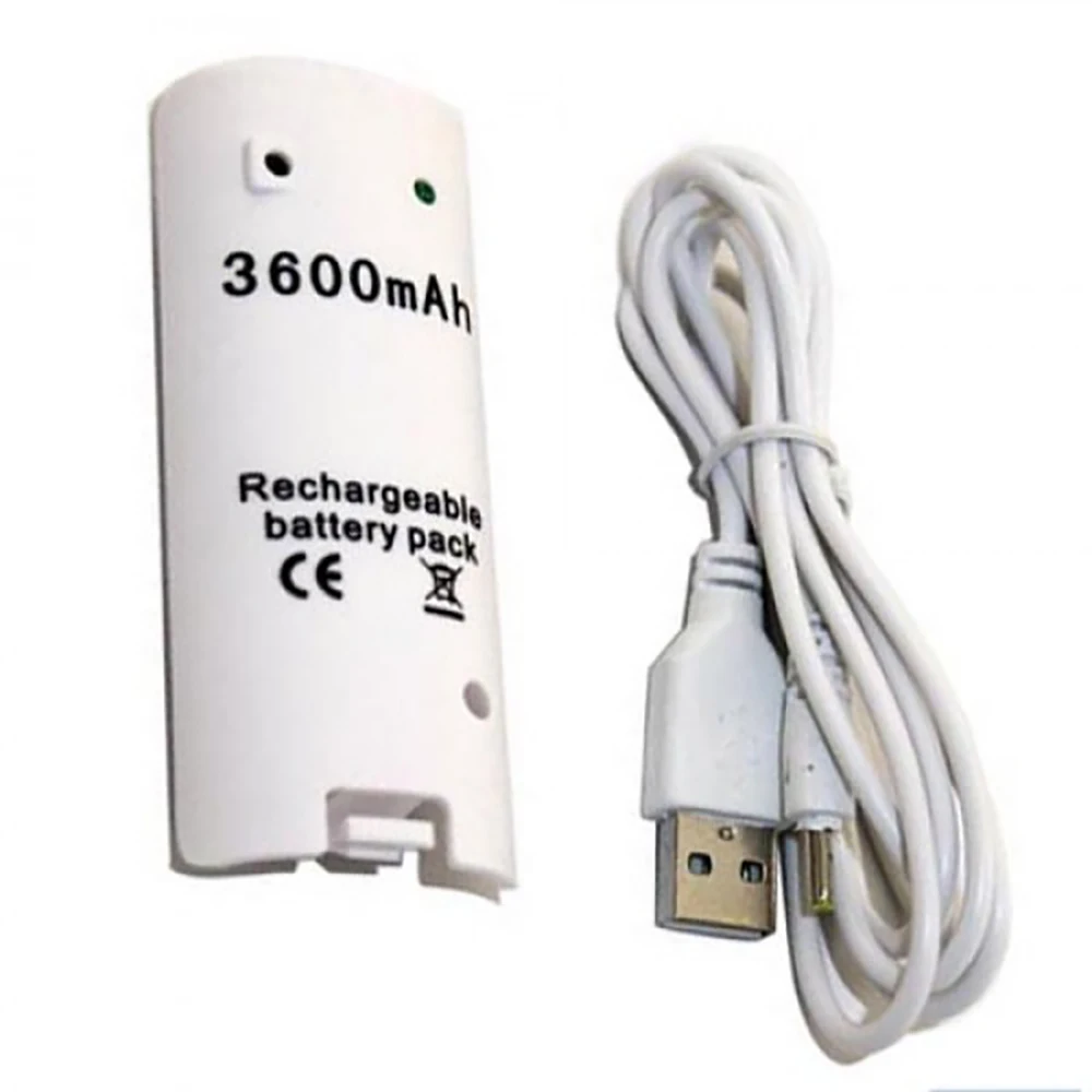 OSTENT 3600mAH Rechargeable Battery Pack Charger Cable for Nintendo Wii Remote Controller Joystick Charging Battery