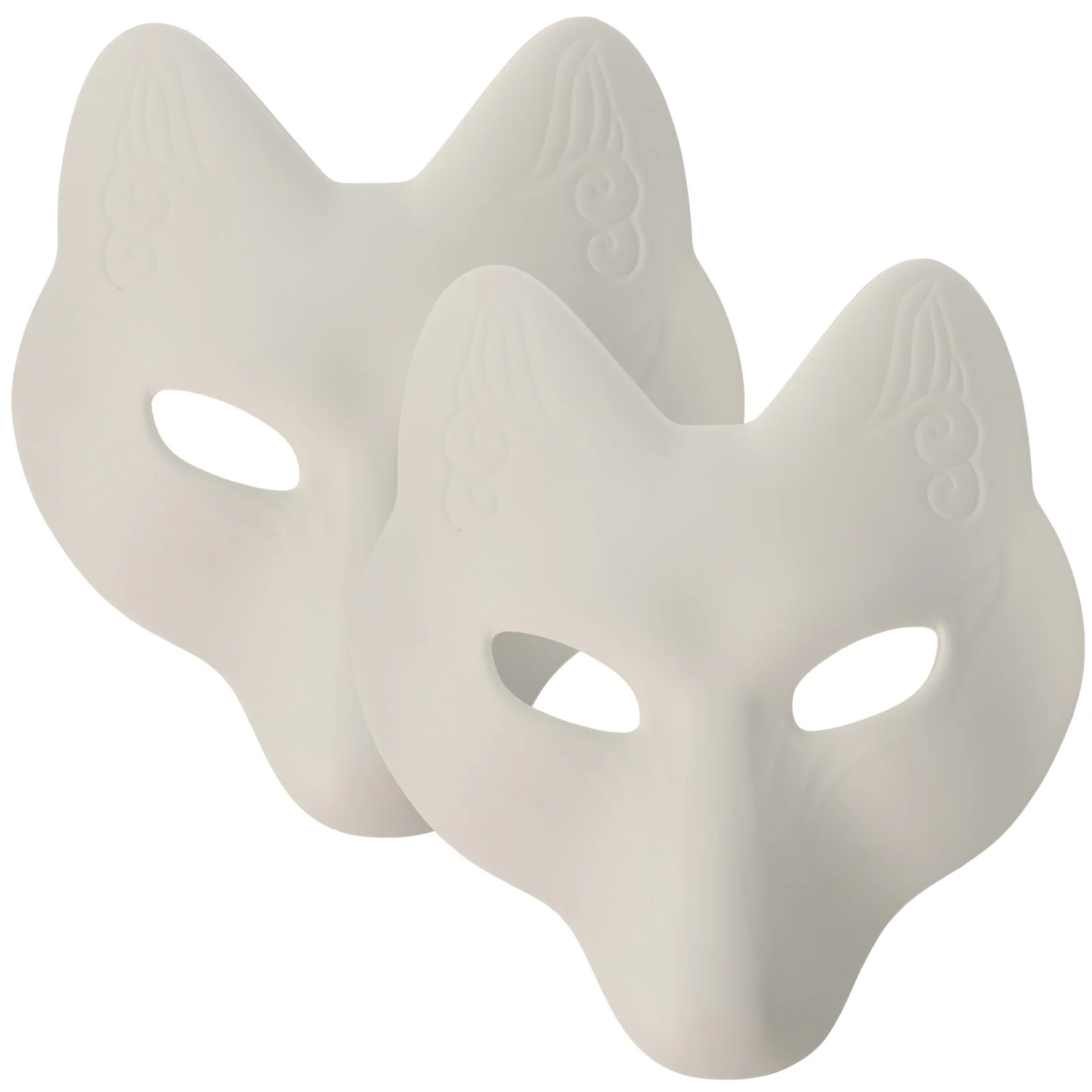 

2 Pcs DIY Fox Mask Toy Kids Halloween Party Decoration Clothing Costume Unpainted Blank Pu Masquerade Therian cat