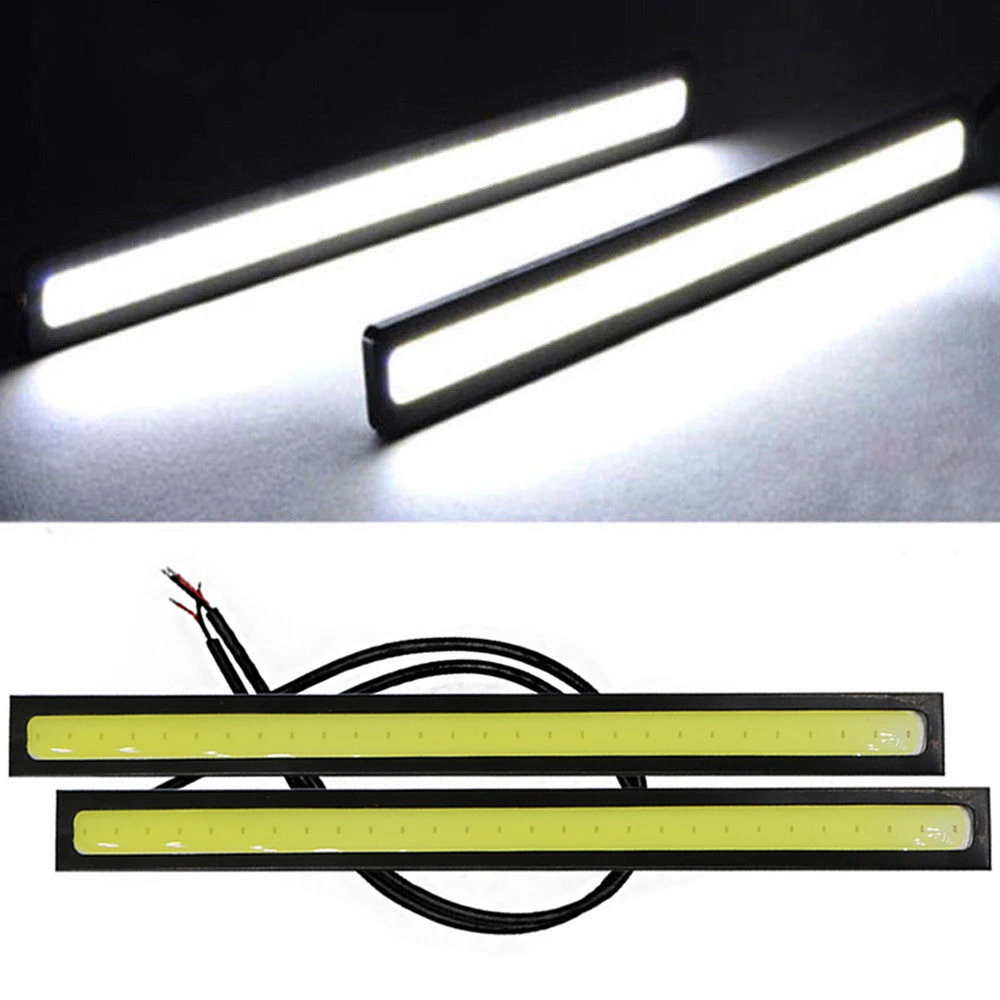

2pcs 17cm LED COB Bulb Strip Car Daytime Running Blue White Working Light Waterproof DRL LED Panel Signal Lamp