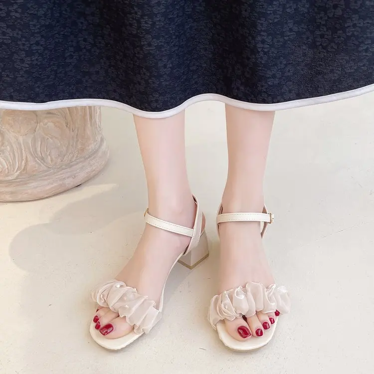 

Brand Fashion Square Heel Womens Sandals Summer Exquisite and Beautiful Ladies Casual High Heel Sandals Simple High Heel Sandals