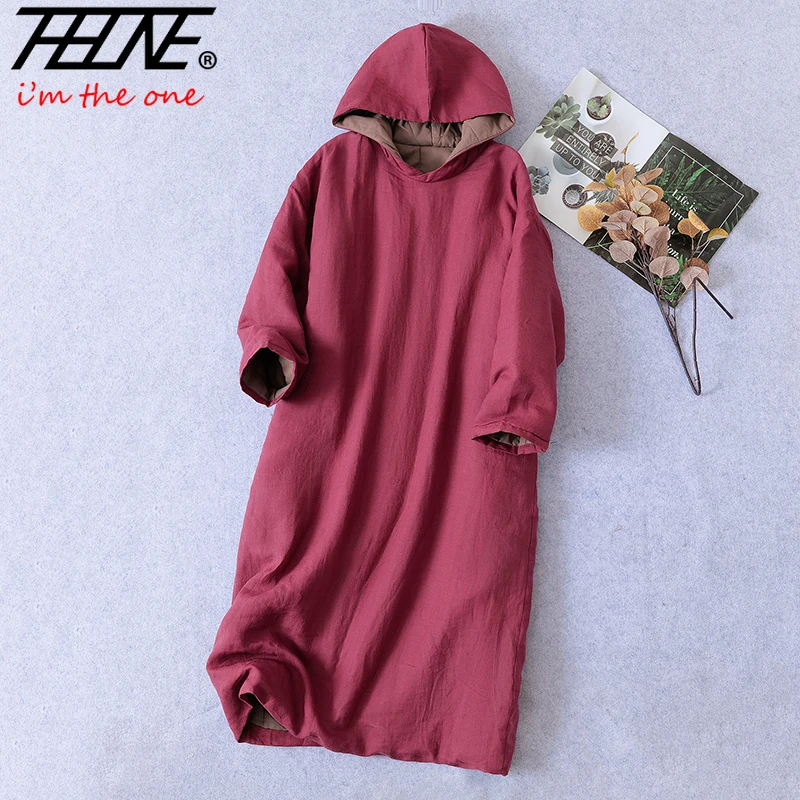 THHONE зимние пальто парки для женщин 2024 с длинным капюшоном теплые мягкими