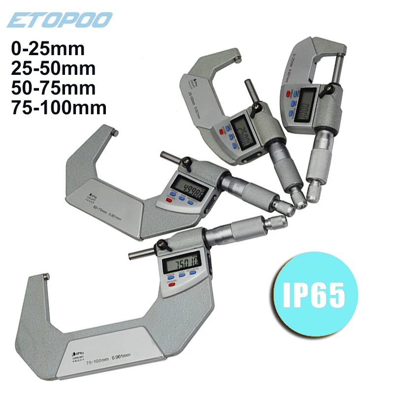 Высококачественный цифровой микрометр 0-25-50-75-0 001 мм водонепроницаемый внешний IP65